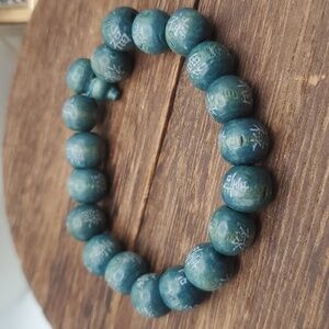 Serve blue Chinese wooden ball beaded bracelet B0610‎